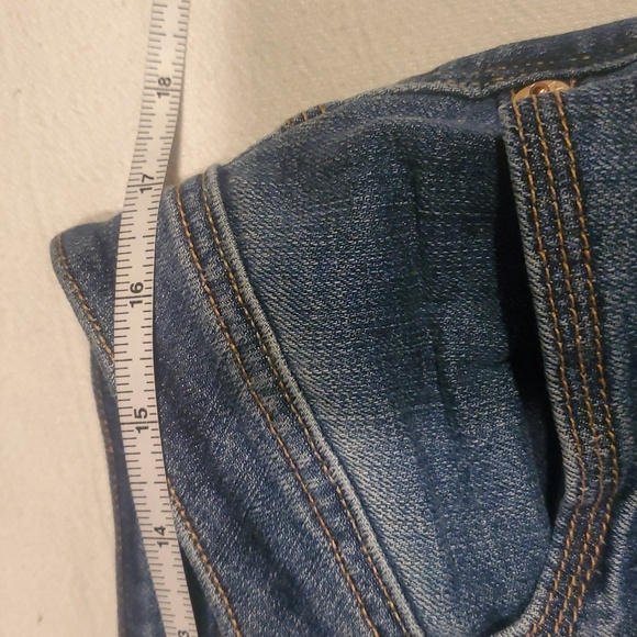 Levi’s 529 curvy boot cut UPCYCLED Flared Rainbow Insert Sz. 14S X 29 Blue Jeans - Picture 9 of 15